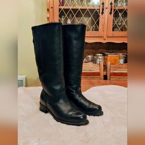 Vintage Shearling Black Leather Boots